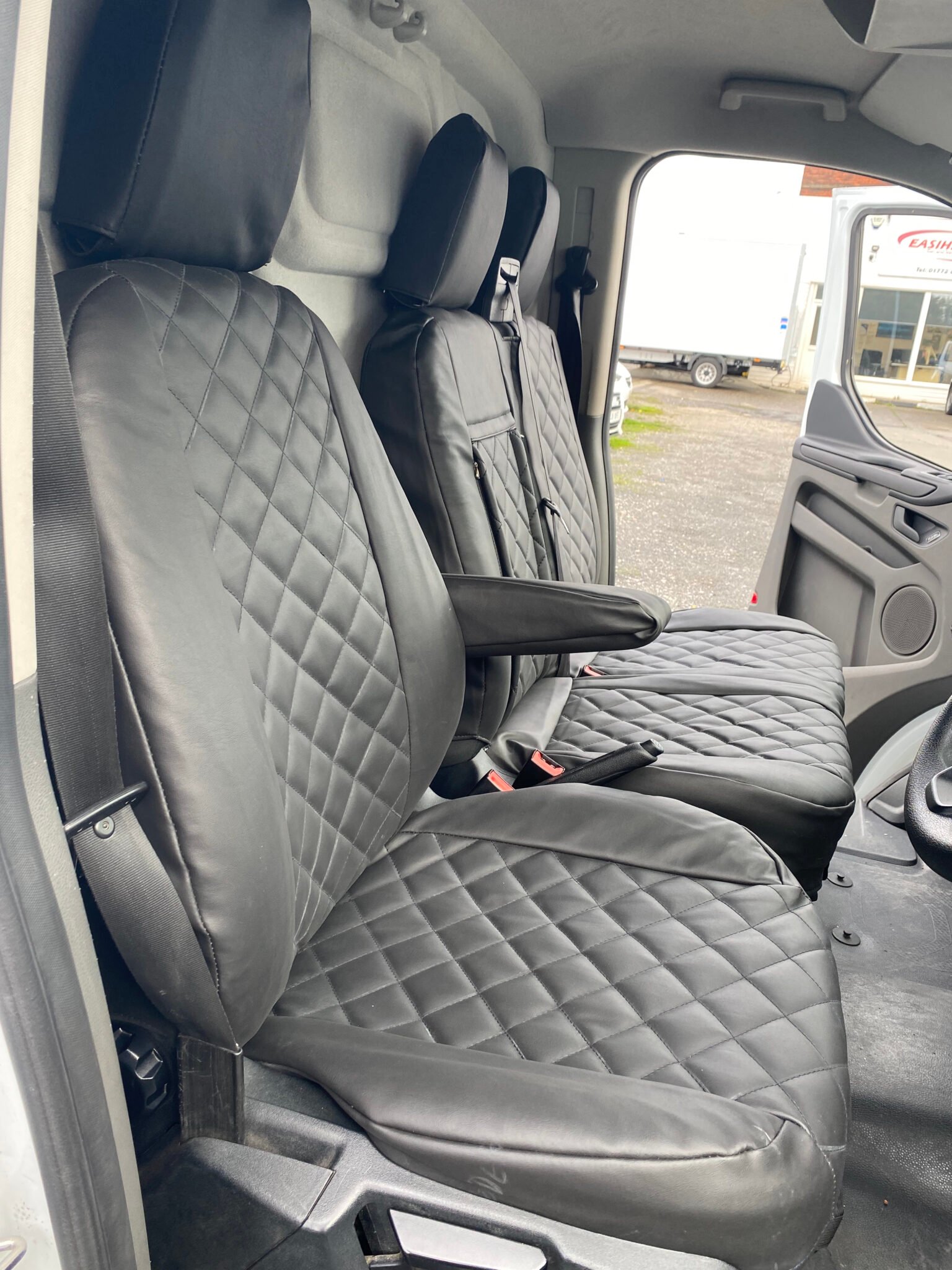 Ford Transit Custom leatherette tailored made to measure seat covers Black with black stitch