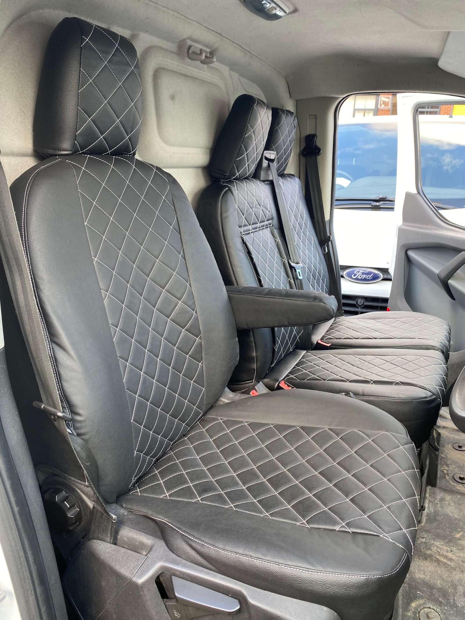 Ford Transit Custom Front & Rear Seat Covers (2013-2023) – Black 600 Denier – Right Hand Drive Only