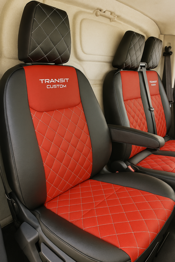 Diamond-stitched leatherette seat cover for Transit Custom van