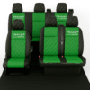 FORD TRANSIT CUSTOM CREW CAB SEAT COVERS LEATHERETTE: Green Black