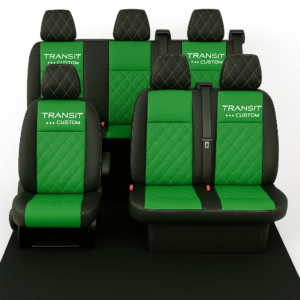 FORD TRANSIT CUSTOM CREW CAB SEAT COVERS LEATHERETTE: Green Black