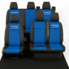 FORD TRANSIT CUSTOM CREW CAB SEAT COVERS LEATHERETTE: Blue/black