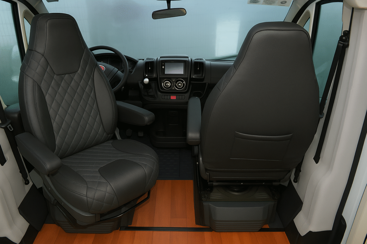 Premium Black Diamond Quilted Van Seat Covers Fronts FOR FIAT DUCATO